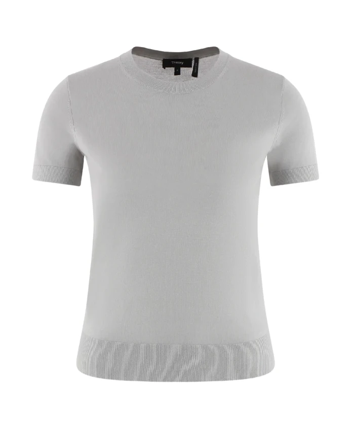 

Свитер из мериносовой шерсти серебристо-серого цвета Theory, серый