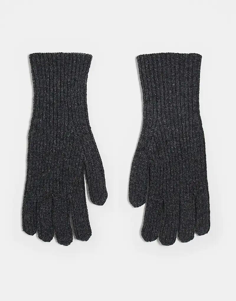 

Шерстяные перчатки в рубчик ASOS DESIGN темно-серого цвета