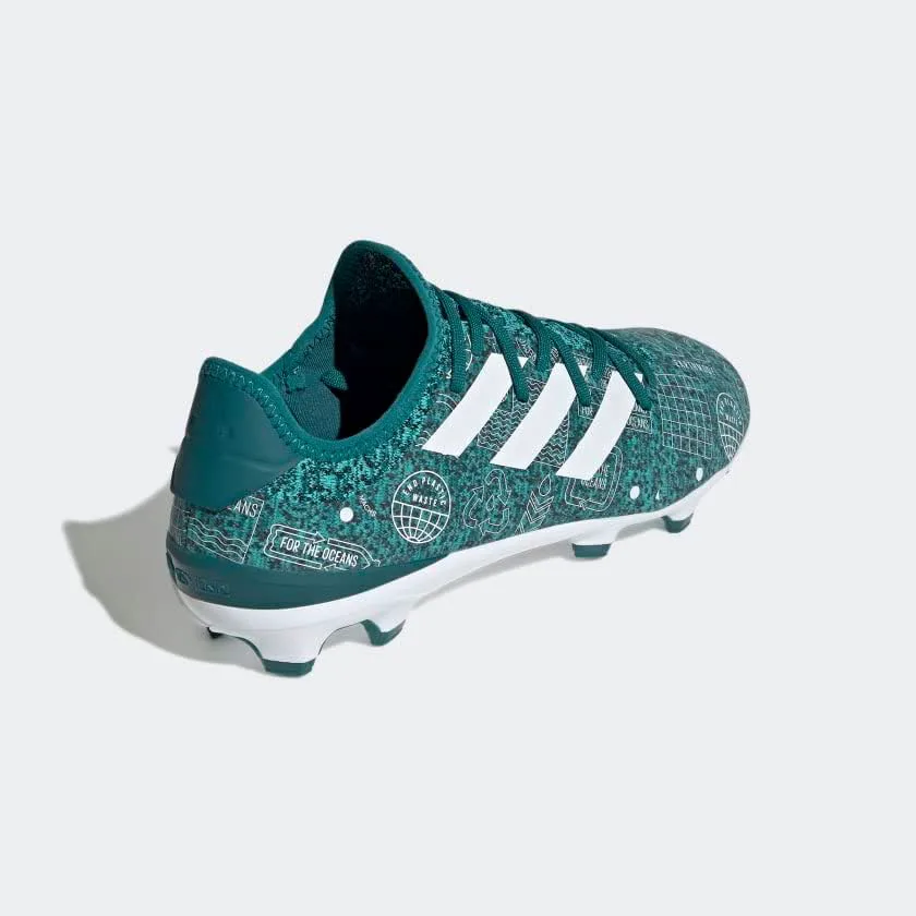 Футбольные бутсы Adidas Gamemode Knit для взрослых унисекс, для твердого грунта, белый/зеленый — фото 3