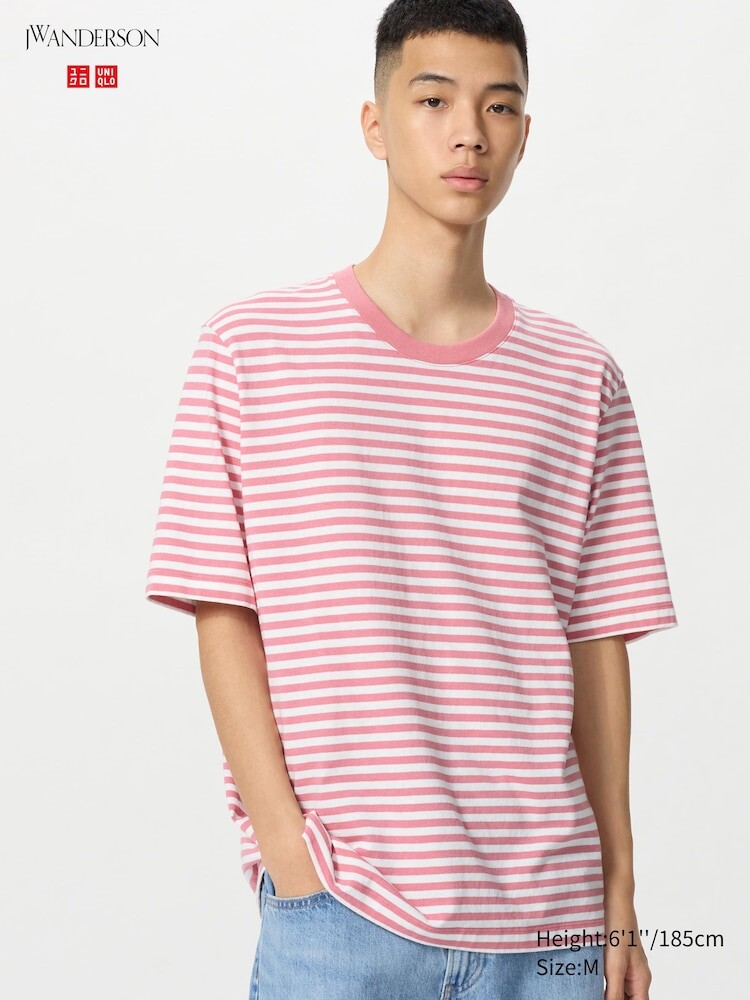 

Футболка полосатая Uniqlo, цвет 12 розовый