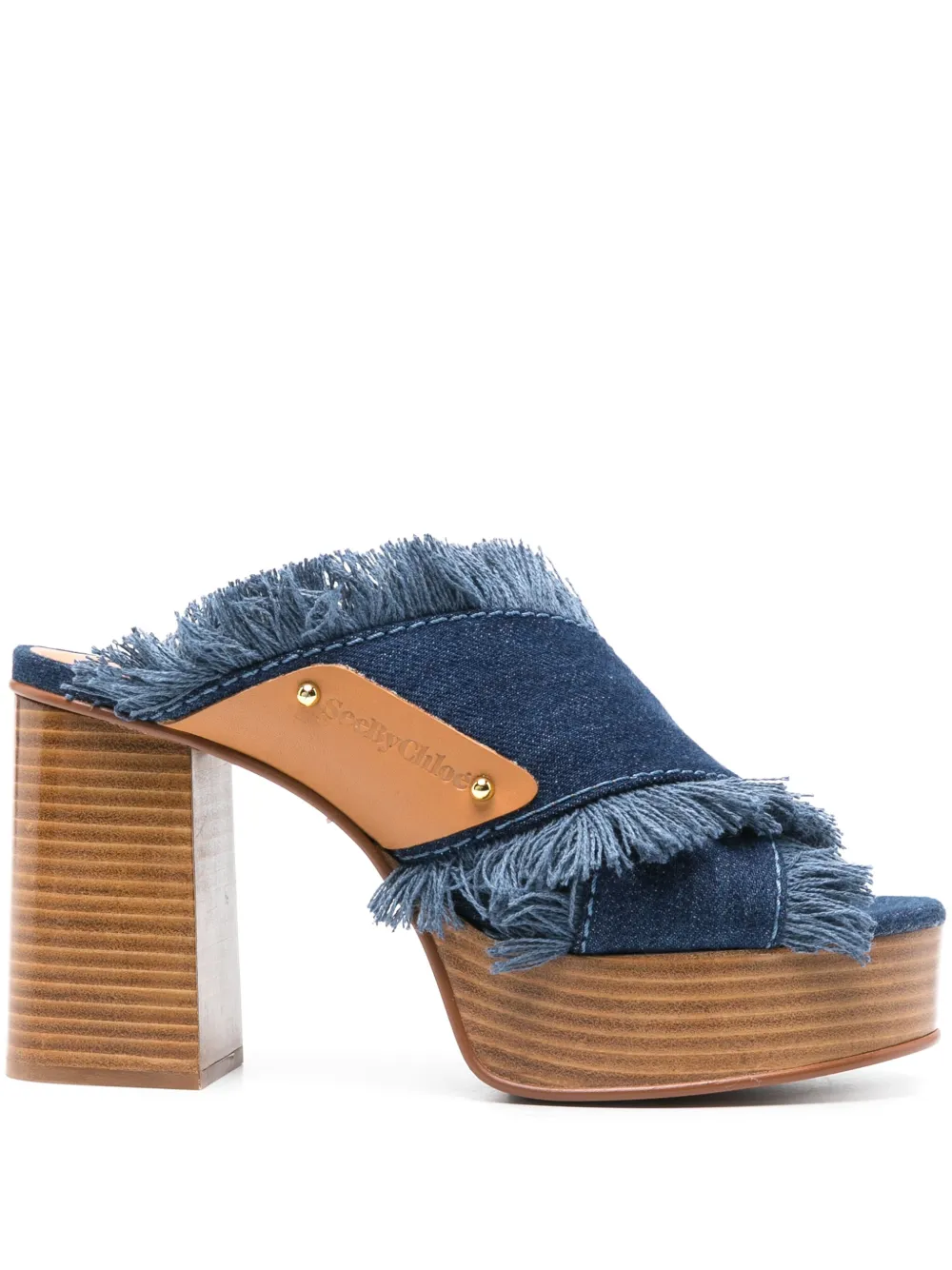 Джинсовые мюли с бахромой See by Chloé, синий