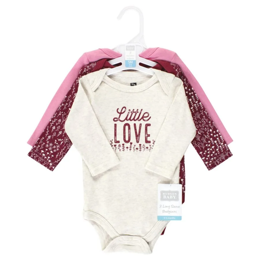 Комплект из 3 хлопковых боди с длинными рукавами Hudson Baby, Little Love Flowers 3-Pack — фото 2