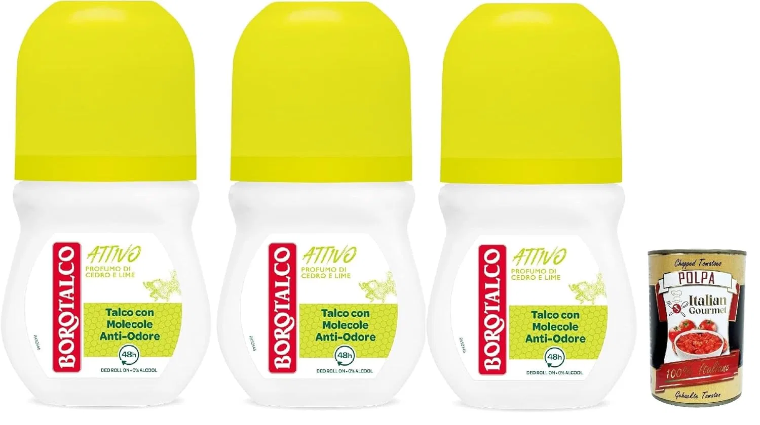Дезодорант-антиперспирант роликовый Borotalco Active Yellow, 3 x 50 мл Italian Gourmet E.R.