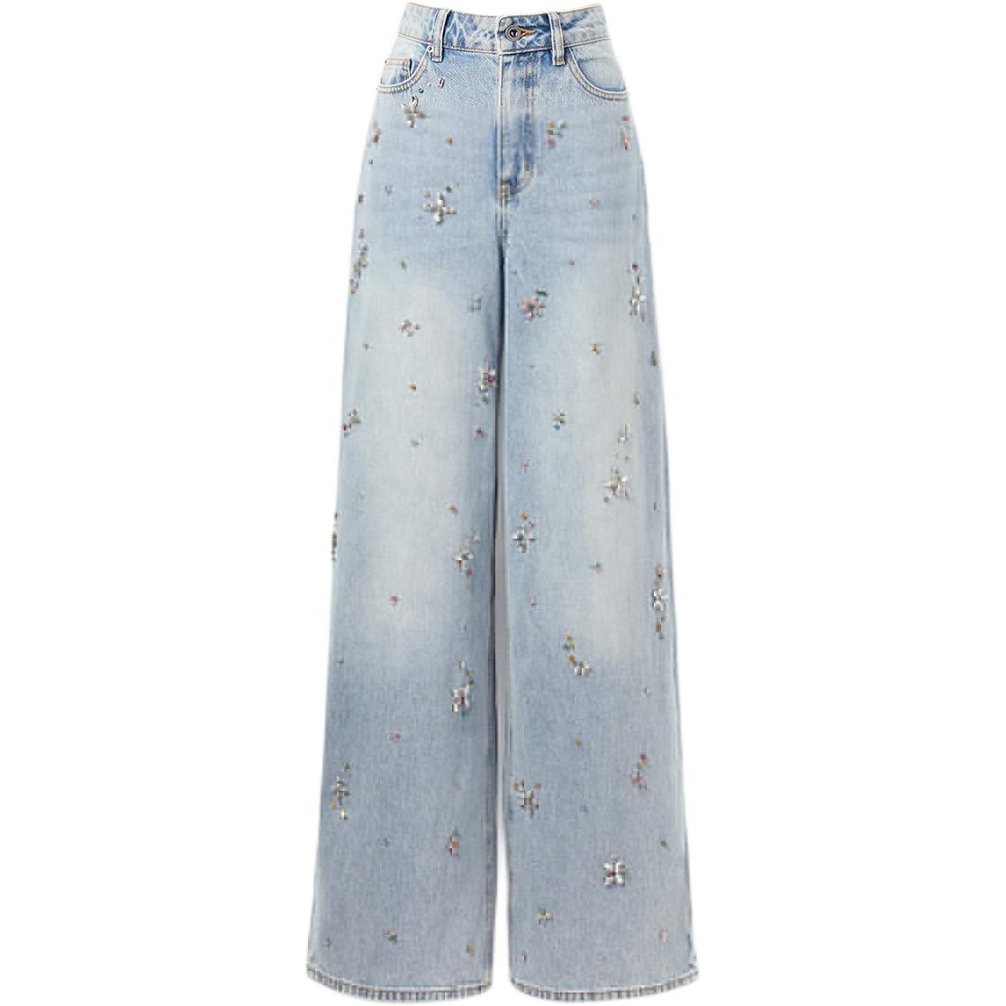 

Джинсы с кристаллами и широкими штанинами Self-portrait, синий