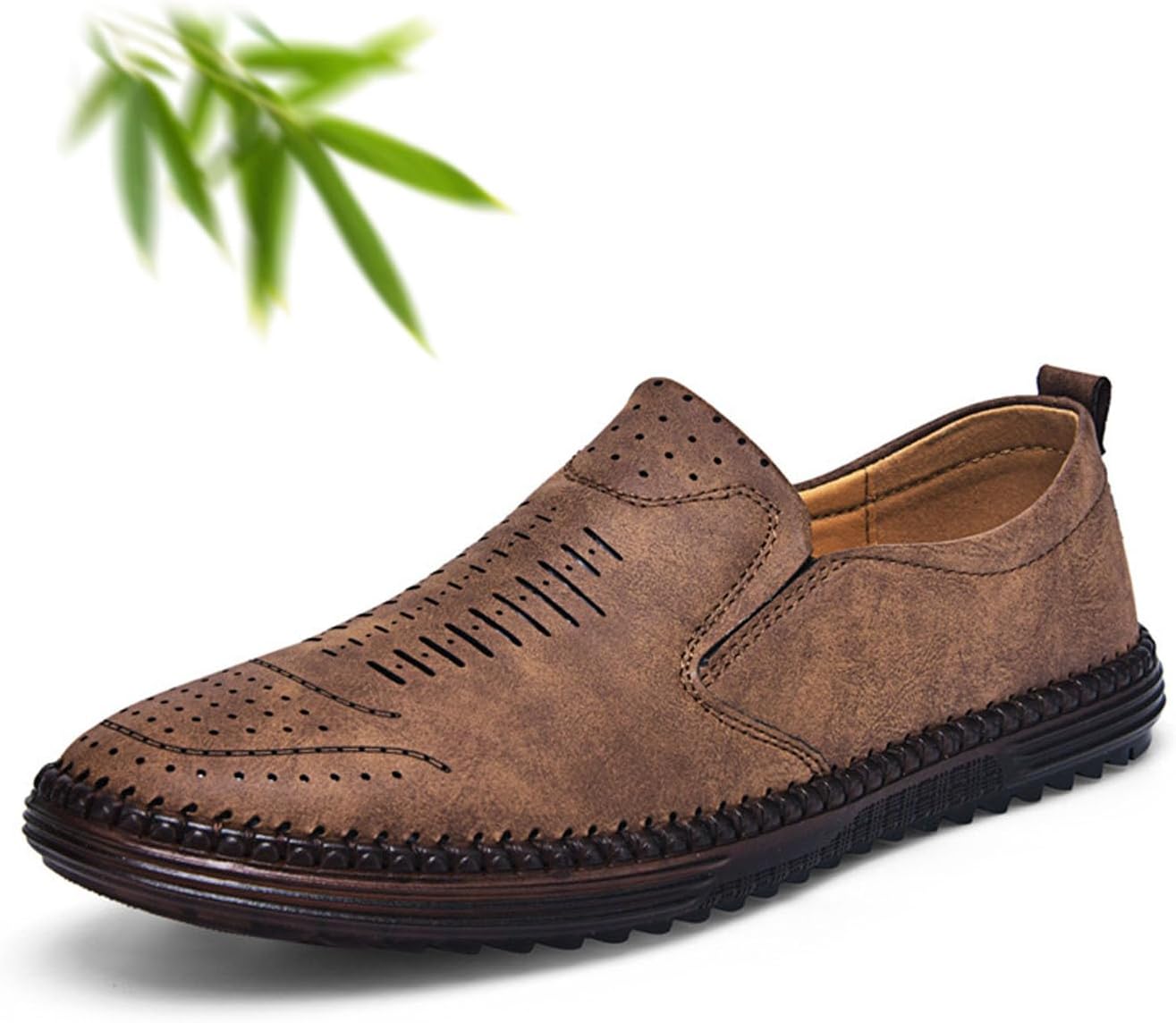 

Мужские ортопедические кожаные лоферы ручной работы - дышащие, легкие повседневные туфли для прогулок, вождения и ежедневного комфорта Noworfewer, коричневый