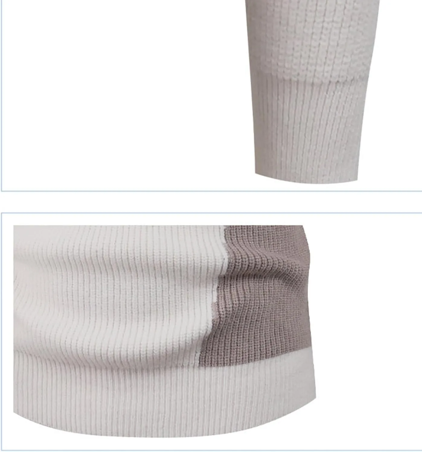 Свитер для мужчин Slim Fit с длинным рукавом, цветной блок, теплый, ребристый, легкий — фото 4