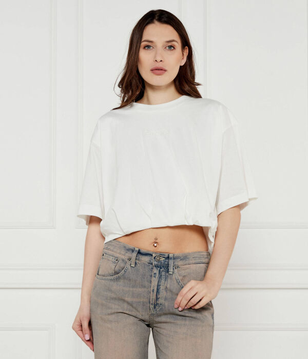 

Футболка в торроне Cropped fit Pinko, белый