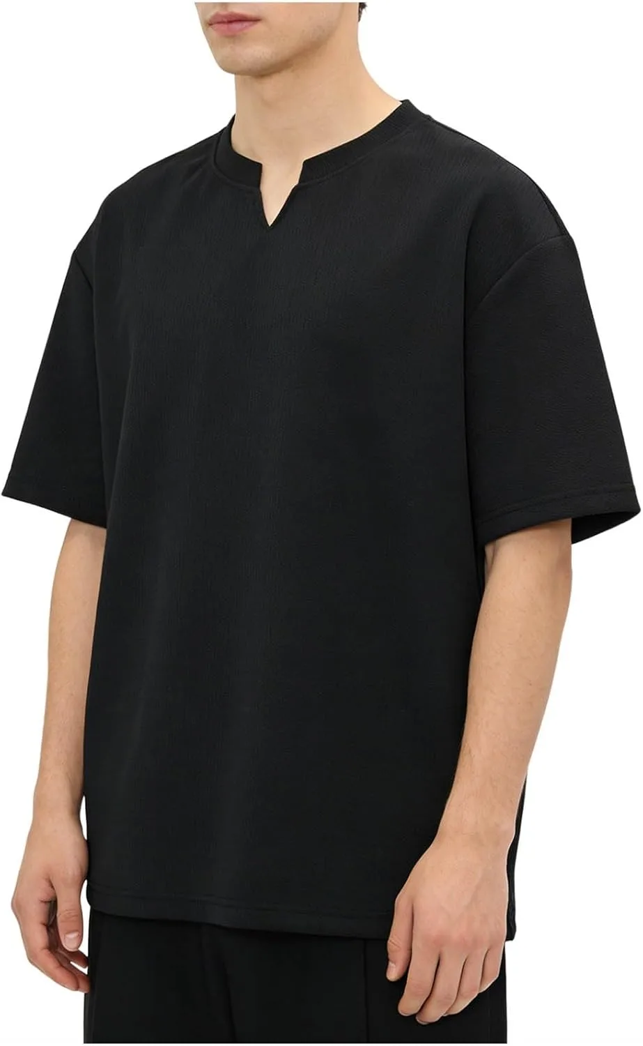 

Мужская футболка из хлопка с V-образным вырезом и планкой, Casual, короткий рукав Lmdudan