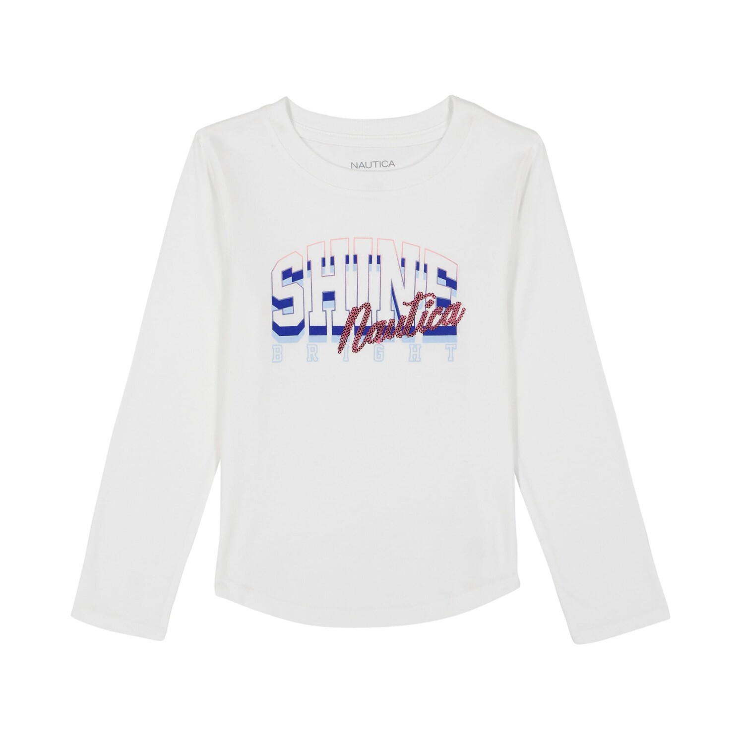 

Яркая футболка Nautica Little Girls Shine с длинными рукавами и пайетками (4-6X), цвет Tin Grey