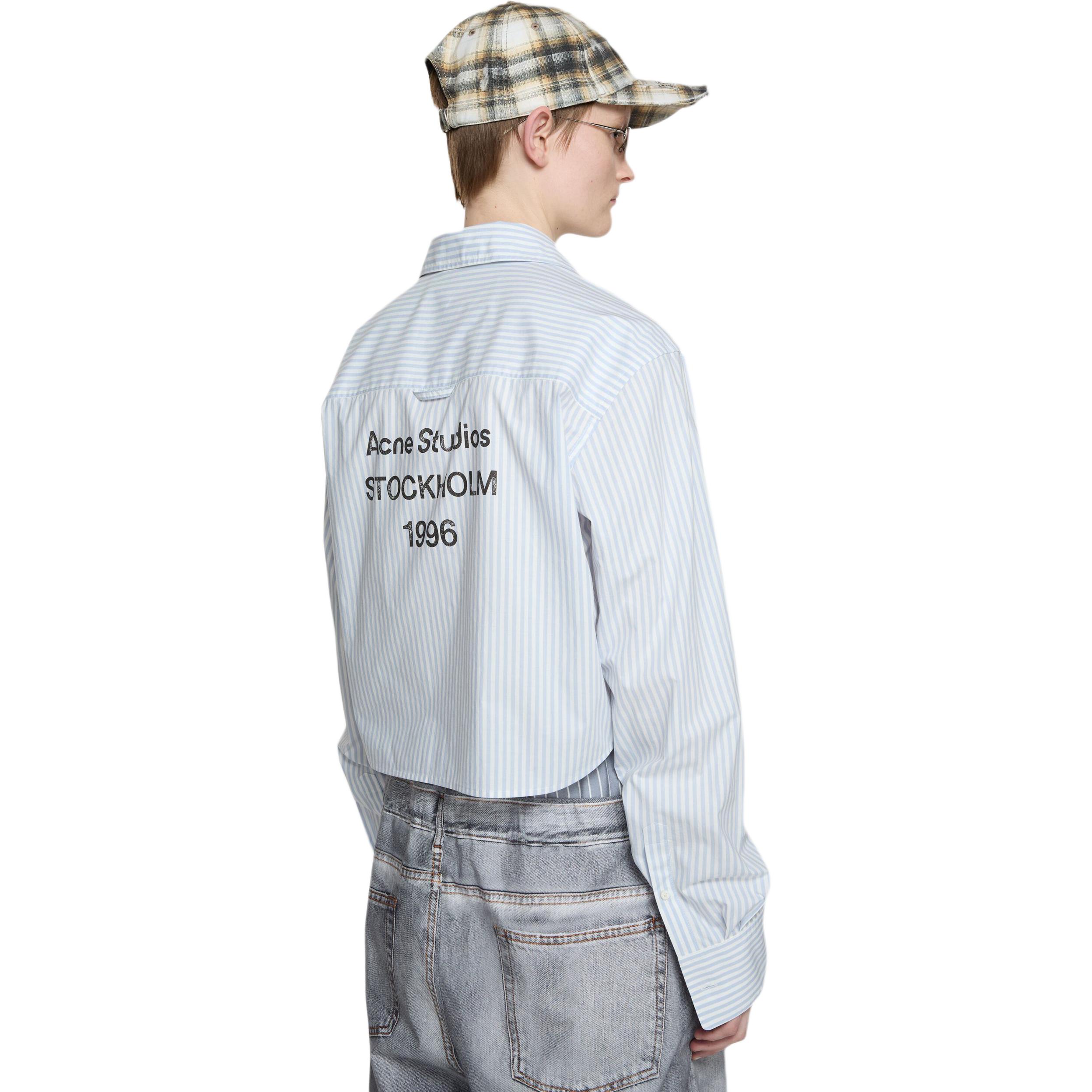 Рубашка на пуговицах Acne Studios, светло-голубой — фото 4