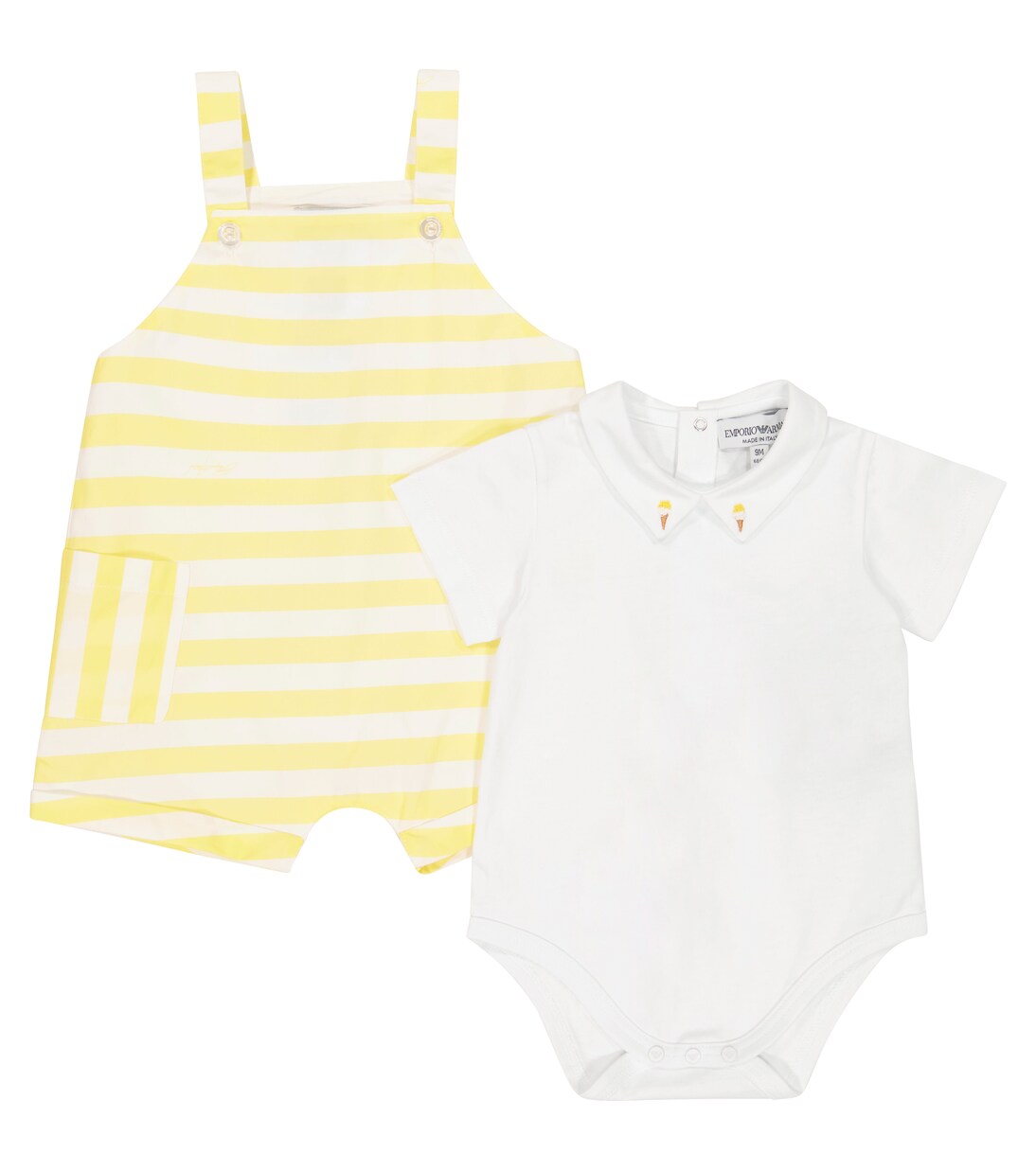 

Детский комбинезон из хлопка Emporio Armani Kids, желтый