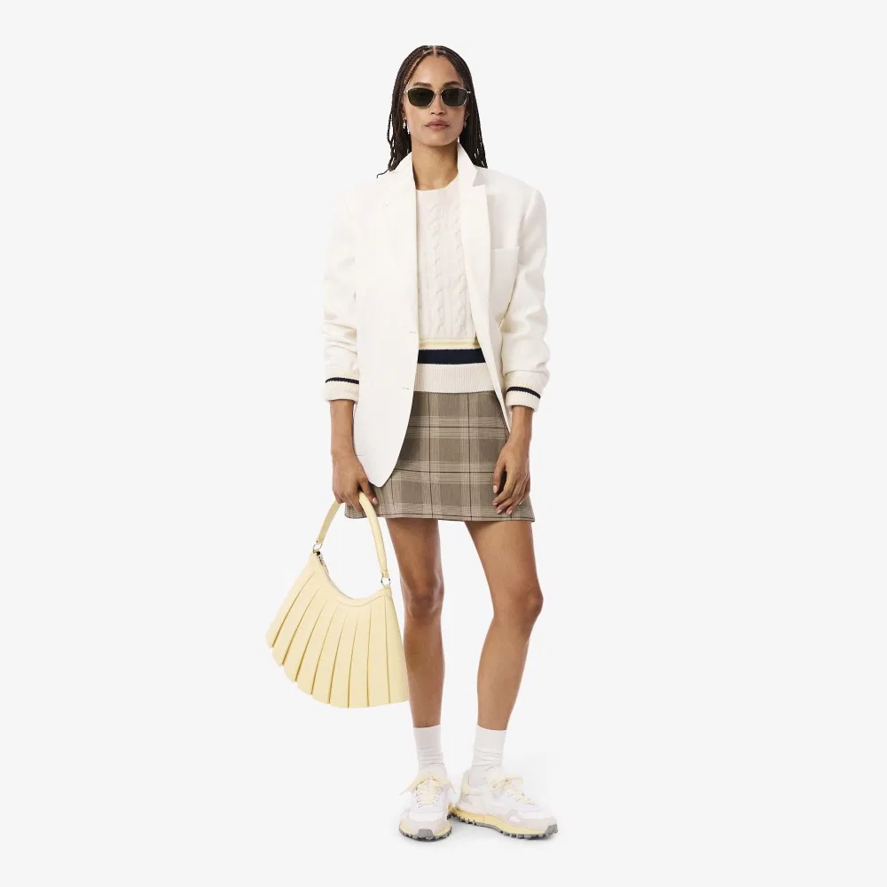 Юбка мини Lacoste в клетку, коричневый — фото 4