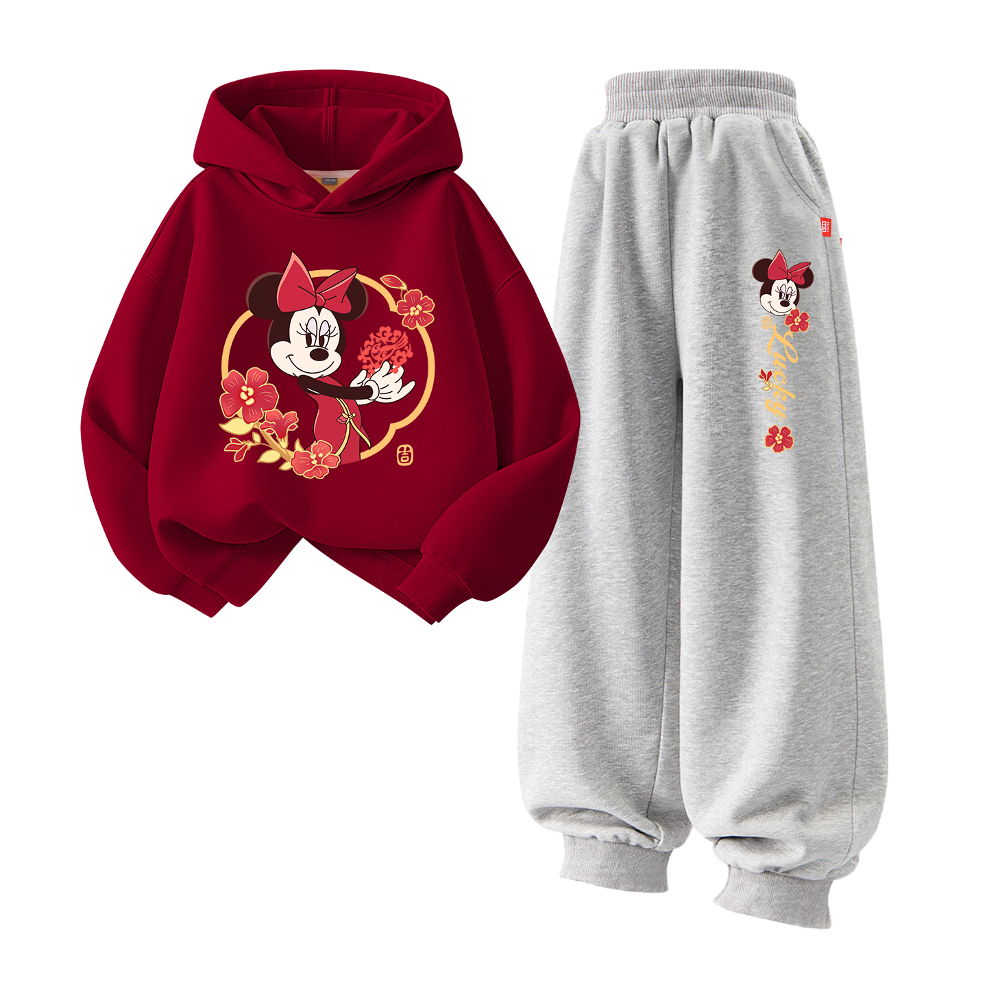 

Детская повседневная спортивная одежда Disney, [thickened and fleece-lined]di cut paper nene бордовый+di cut paper nene k серый