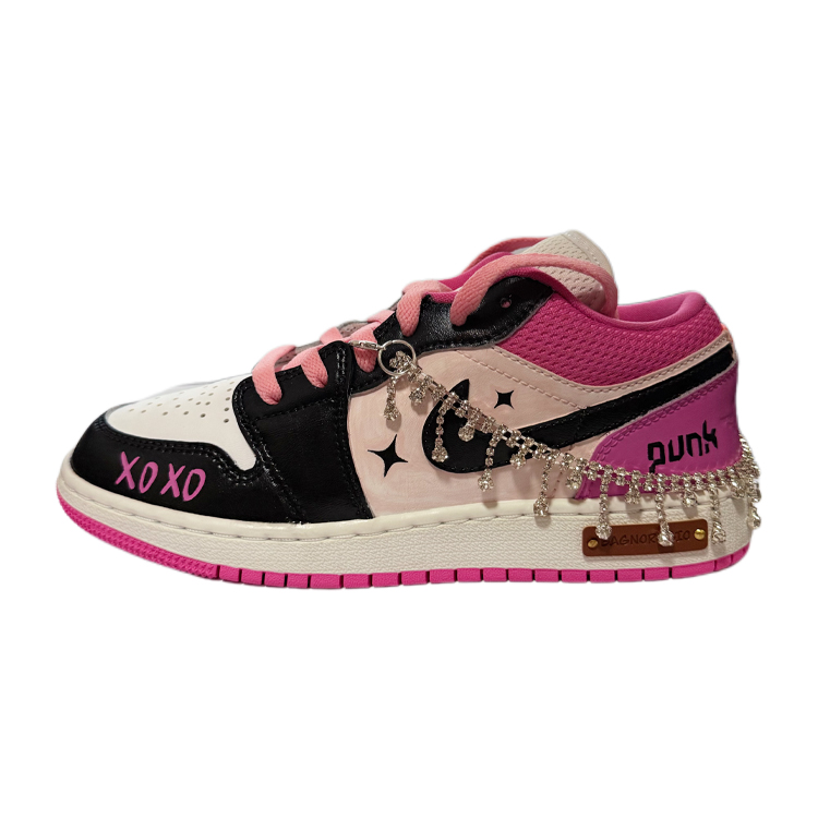 

Air 1 Punk Low top детские баскетбольные кроссовки черно-розовые для подростков Jordan, черный/розовый