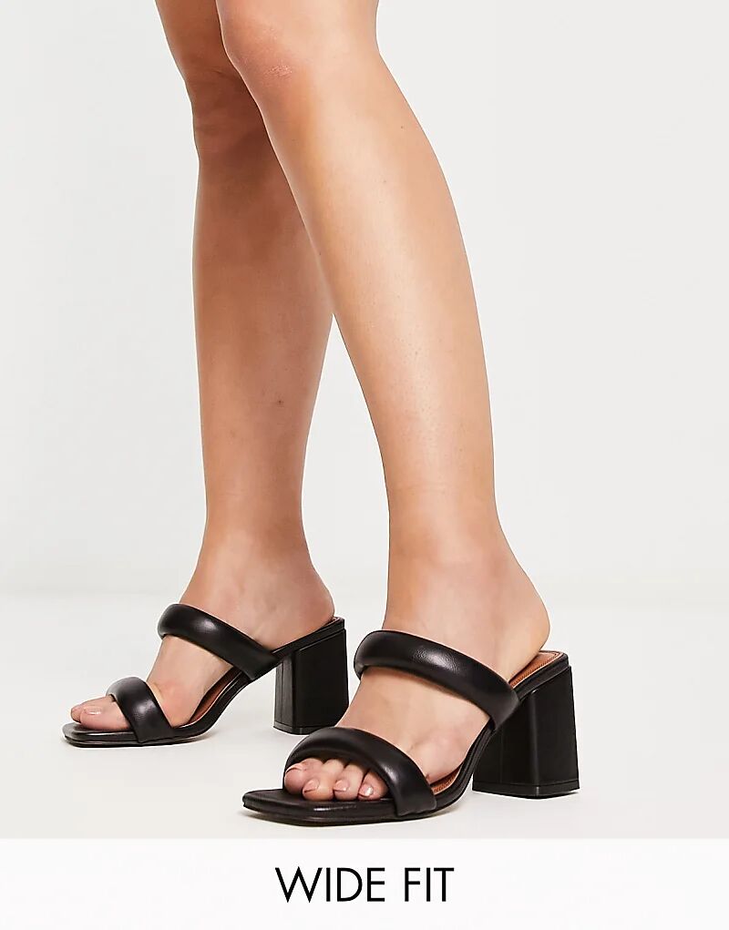 Мюли ASOS DESIGN Wide Fit на среднем каблуке с мягкой подкладкой, черные