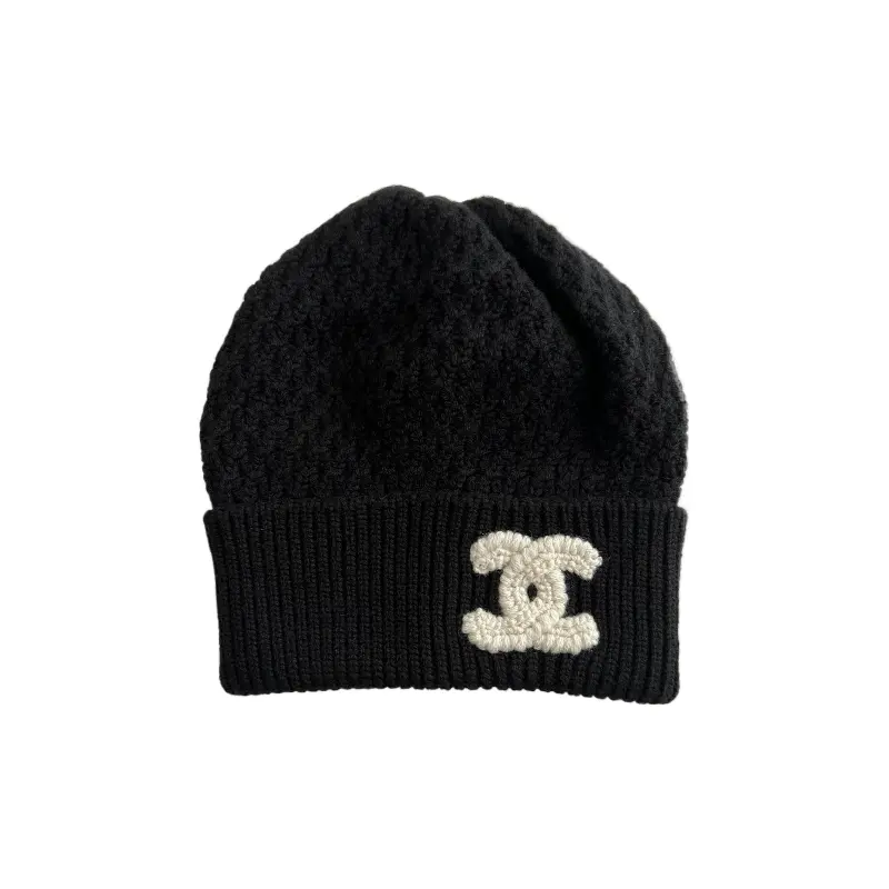 

CHANEL Кашемировая женская шапка черная, Black