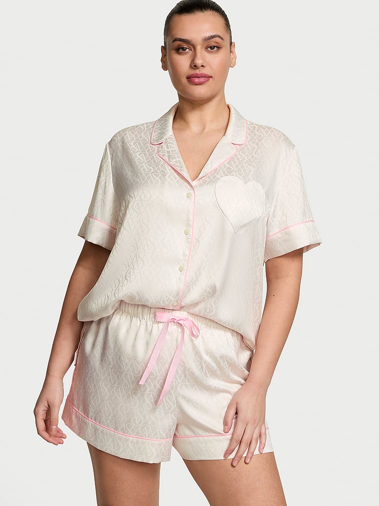 

Короткий пижамный комплект из глянцевого атласа Victoria'S Secret, белый
