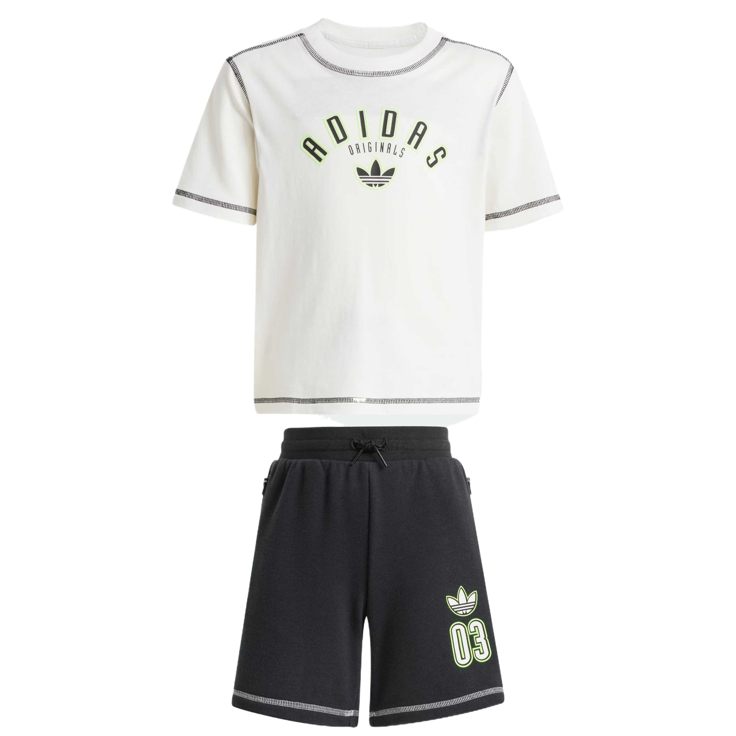Adidas Originals Повседневный спортивный комплект шорт и футболка 2 предмета white/black для детей 3-7 лет