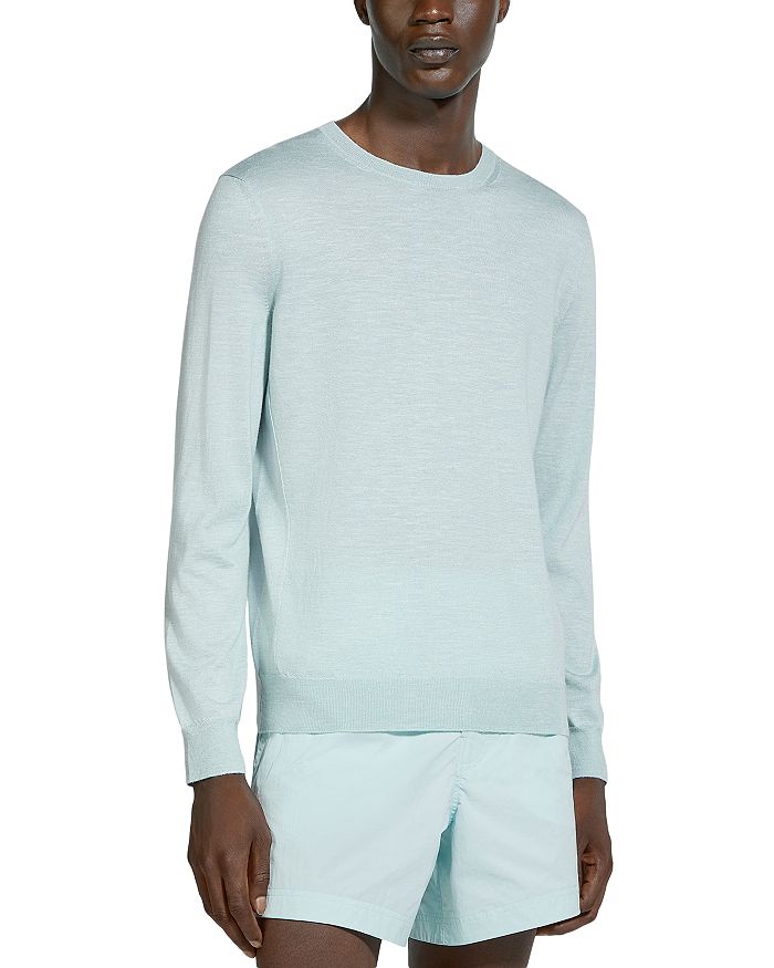 

Свитер с круглым вырезом Regular Fit из смесового шелка ZEGNA, синий