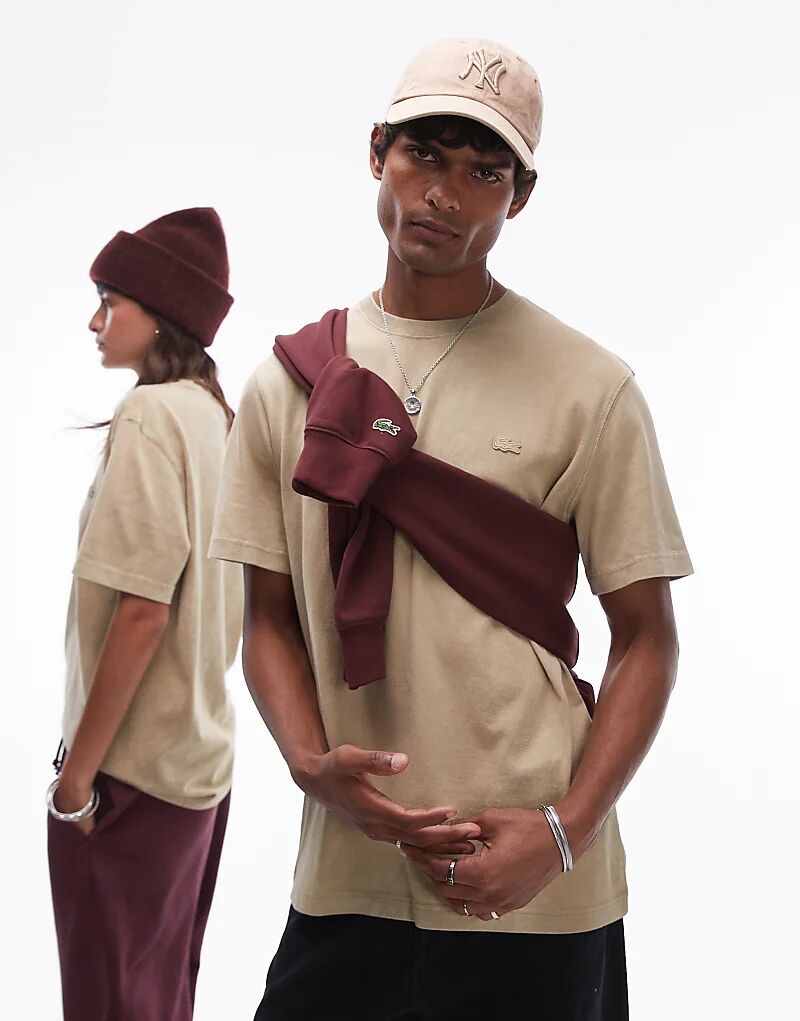

Футболка с логотипом бежевого цвета Lacoste