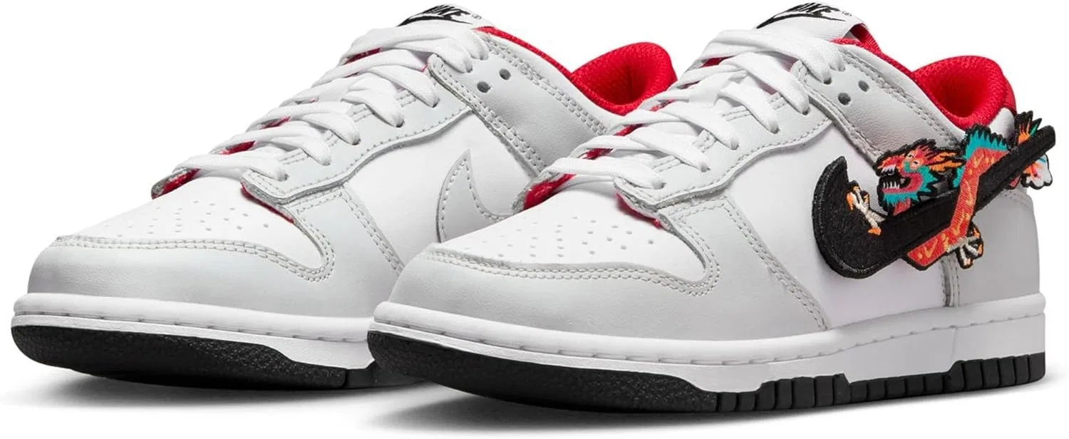 Кроссовки Nike Dunk Low, детские, белый/университетский красный/черный — фото 3