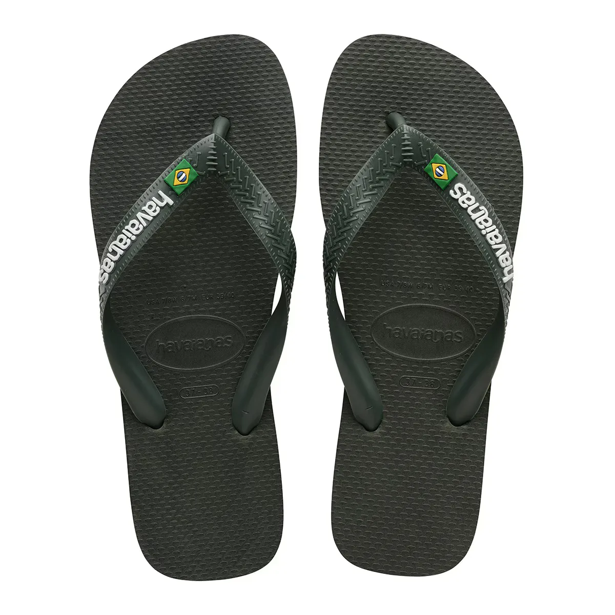 Унисекс Бразилия Логотип Havaianas Плавательные Шлепанцы, зеленый