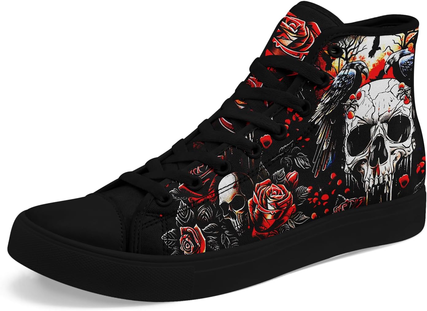 

Мужские высокие кеды с черепом от coolcustomize, классические модные высокие кеды, повседневные кроссовки на шнуровке, Color1