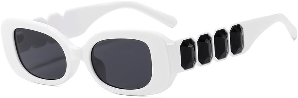 

MUTYNE Модные солнцезащитные очки прямоугольной формы для женщин и мужчин, ретро-очки в квадратной оправе, модные солнцезащитные очки с защитой от УФ-излучения UV400, White Black