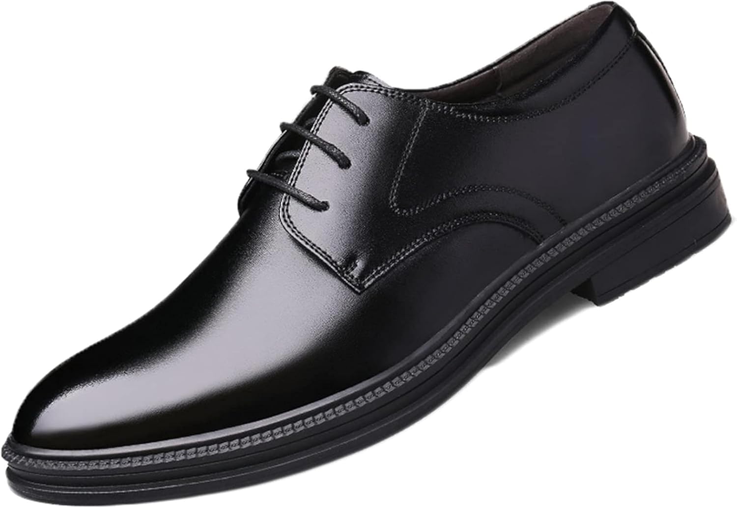 

Оксфордские низкие туфли на шнуровке для свадебного торжества, мужские, кожаные, размер 8, черные Generic