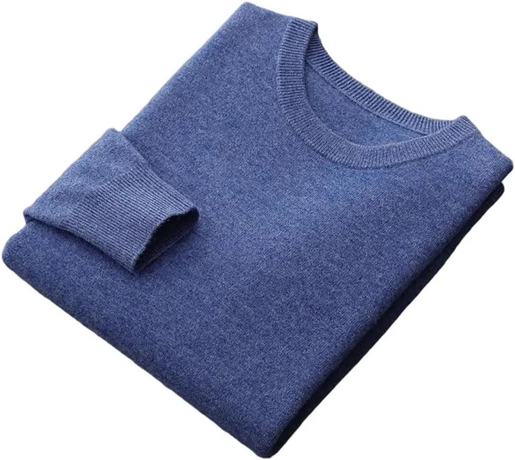 

Мужской свитер из мериносовой шерсти круглый вырез легкий