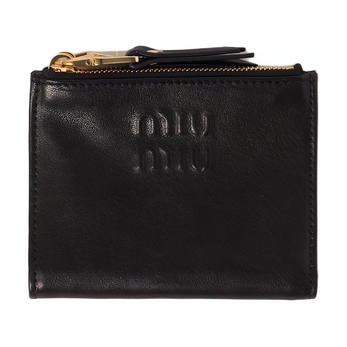 

MIU MIU Маленький женский кошелек из кожи наппа черный
