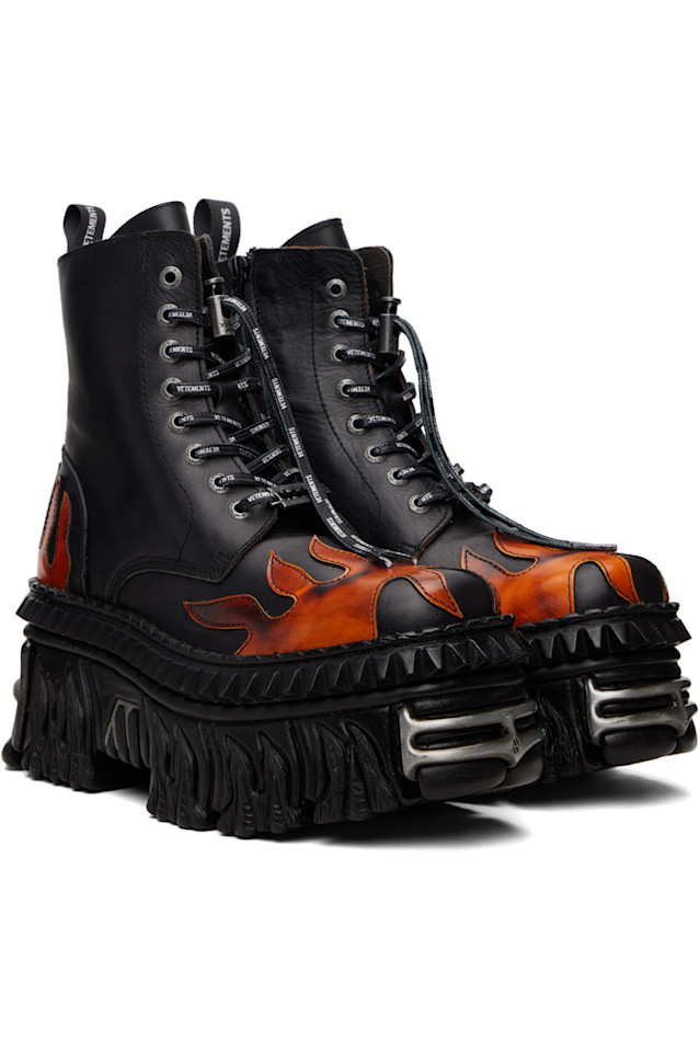 Vetements Новые черные армейские ботинки Black Rock Edition Flame — фото 4