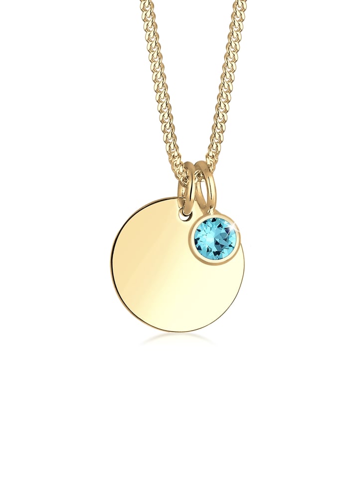 

Elli Колье из серебра 925 пробы с камнем-талисманом, апрель, в форме круга светло-голубого цвета