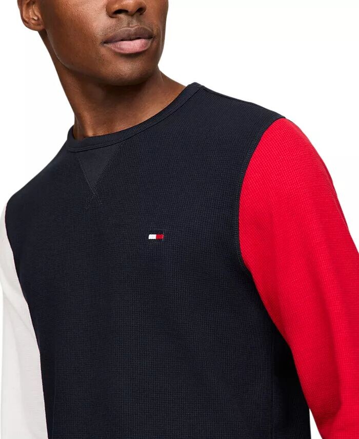 Мужская термостойкая пижамная рубашка с логотипом и длинными рукавами Tommy Hilfiger, мультиколор — фото 3