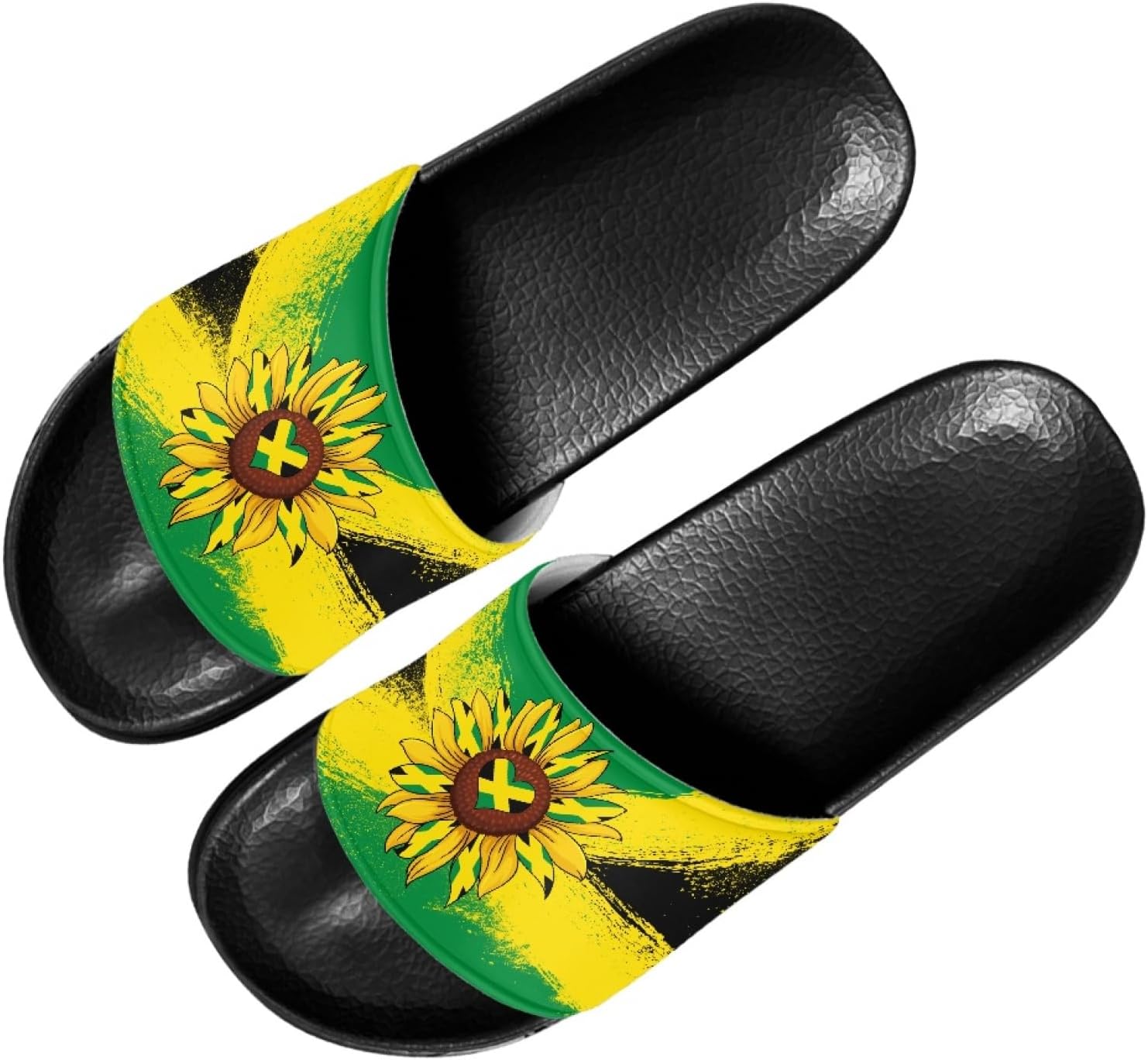 

Мужские и женские слайд-сандалии Forchrinse с ямайским флагом, для дома и улицы, легкие мягкие шлепанцы для душа, Jamaican Sunflower