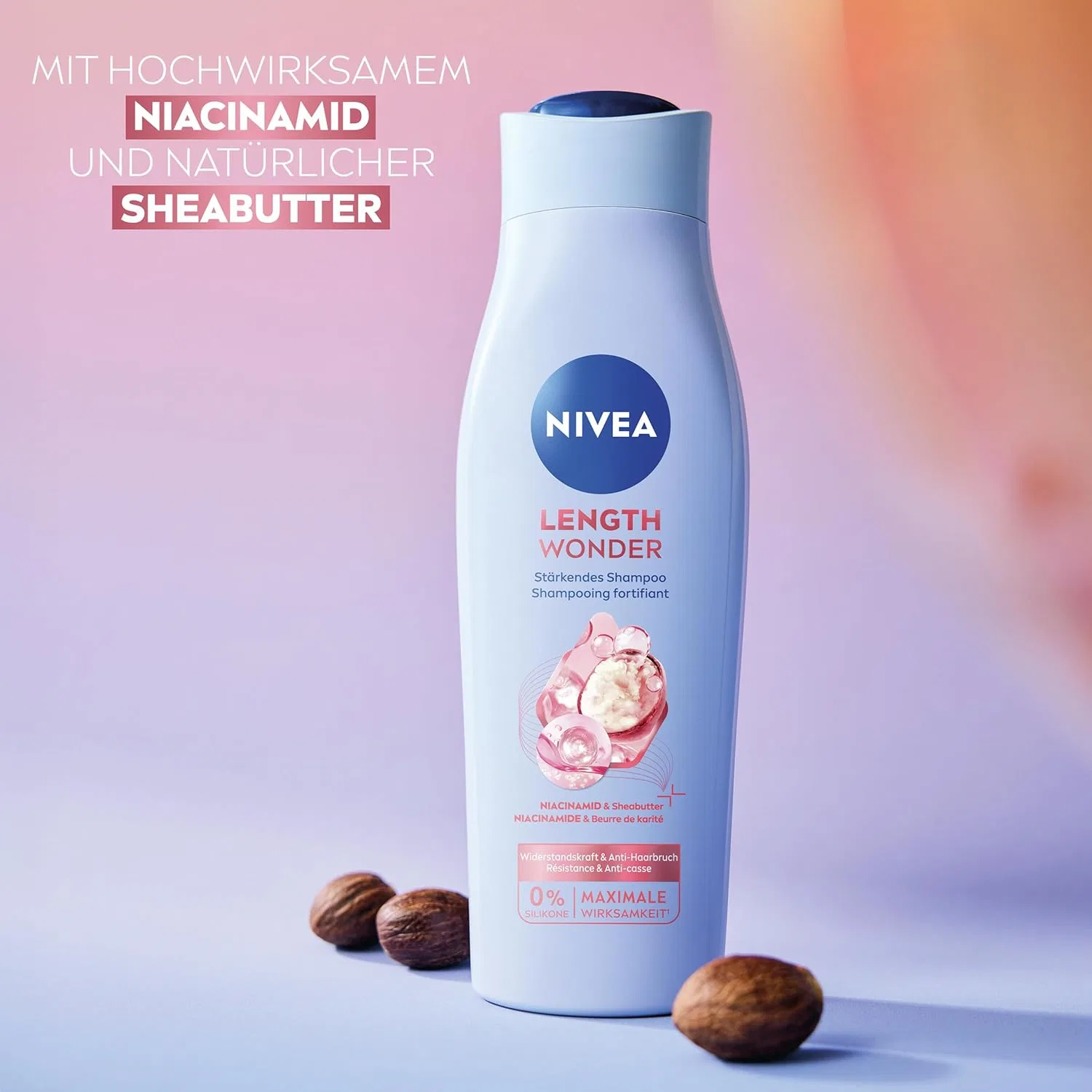 Укрепляющий шампунь NIVEA Length Wonder с ниацинамидом и маслом ши, 250 мл Nivea, White — фото 2