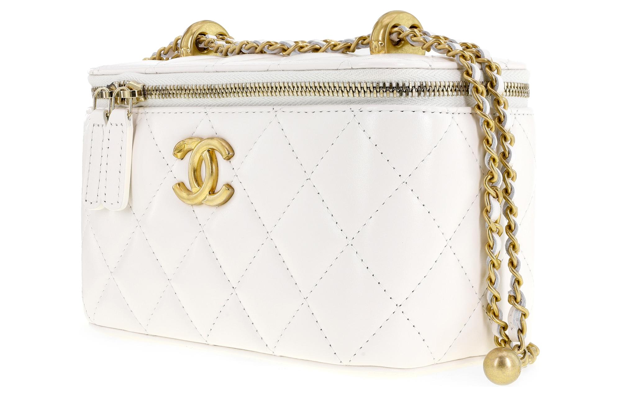 Сумка-коробка из телячьей кожи, через плечо, кроссбоди женская белая CHANEL — фото 3
