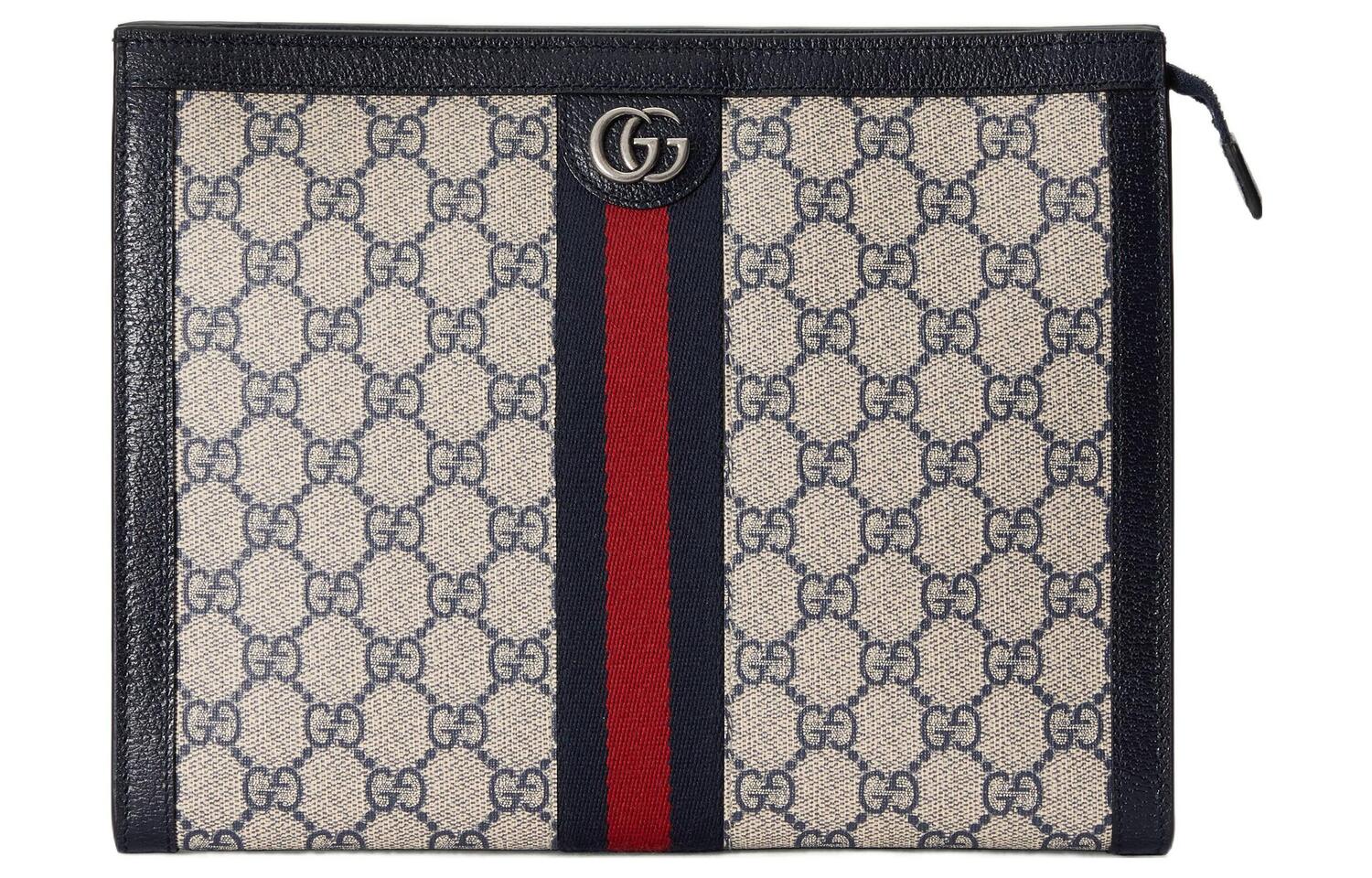 

GUCCI Холщовая сумка с кожаным клатчем унисекс синяя