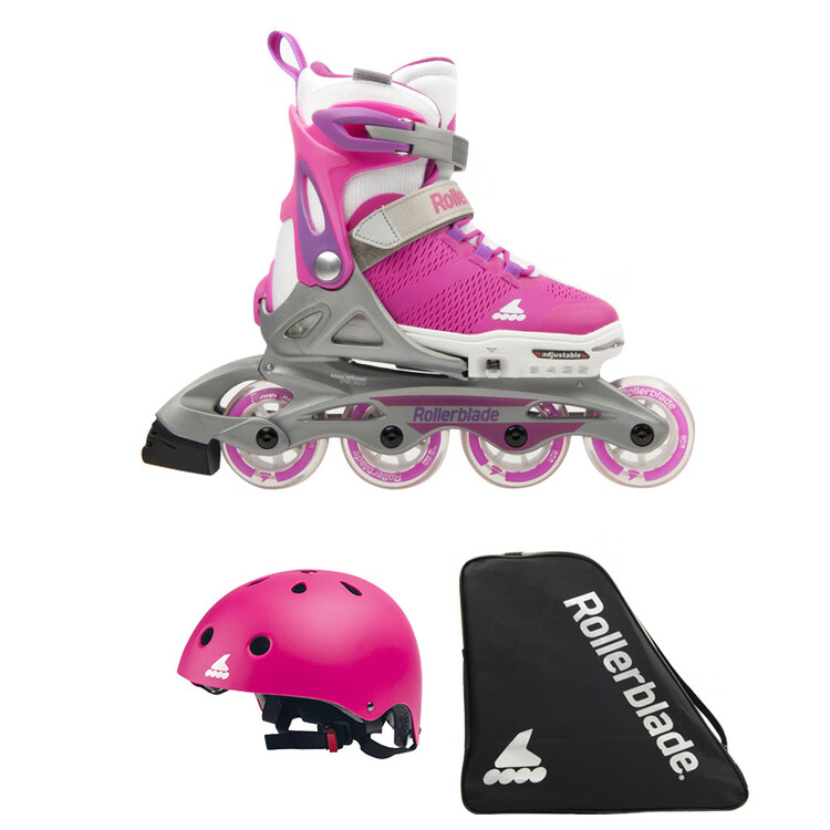 

RollerBlade Коньки Flash для мальчиков и девочек, роликовые, детские, полный комплект, розовые (Premium Set B), размер M (33-36.5)