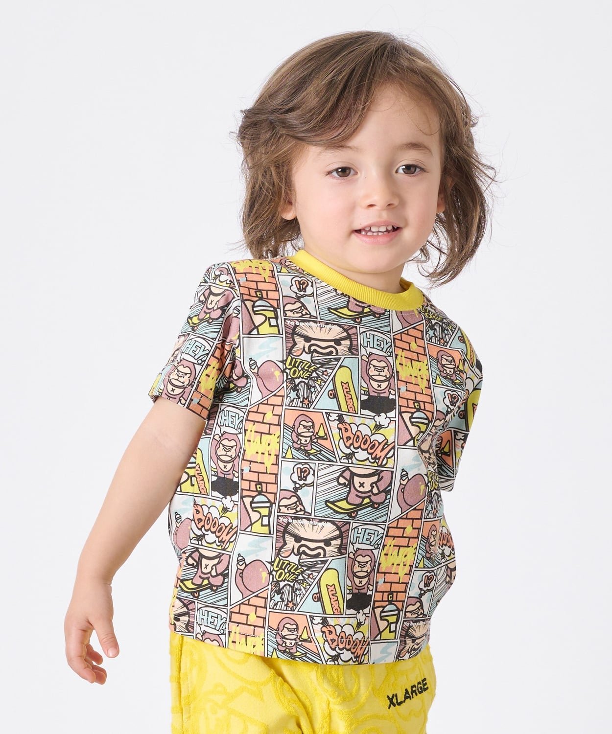 Забавная футболка с коротким рукавом и изображением гориллы из комикса XLARGE KIDS, Lemon Yellow