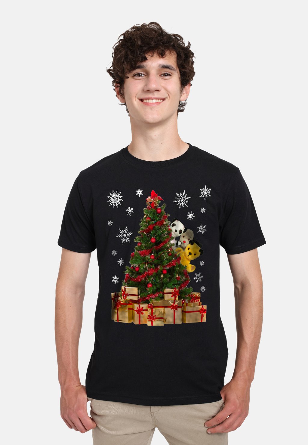 

Футболка с принтом SOOTY CHRISTMAS CHARACTERS PEEKING AROUND XMAS Henry Tiger, черный