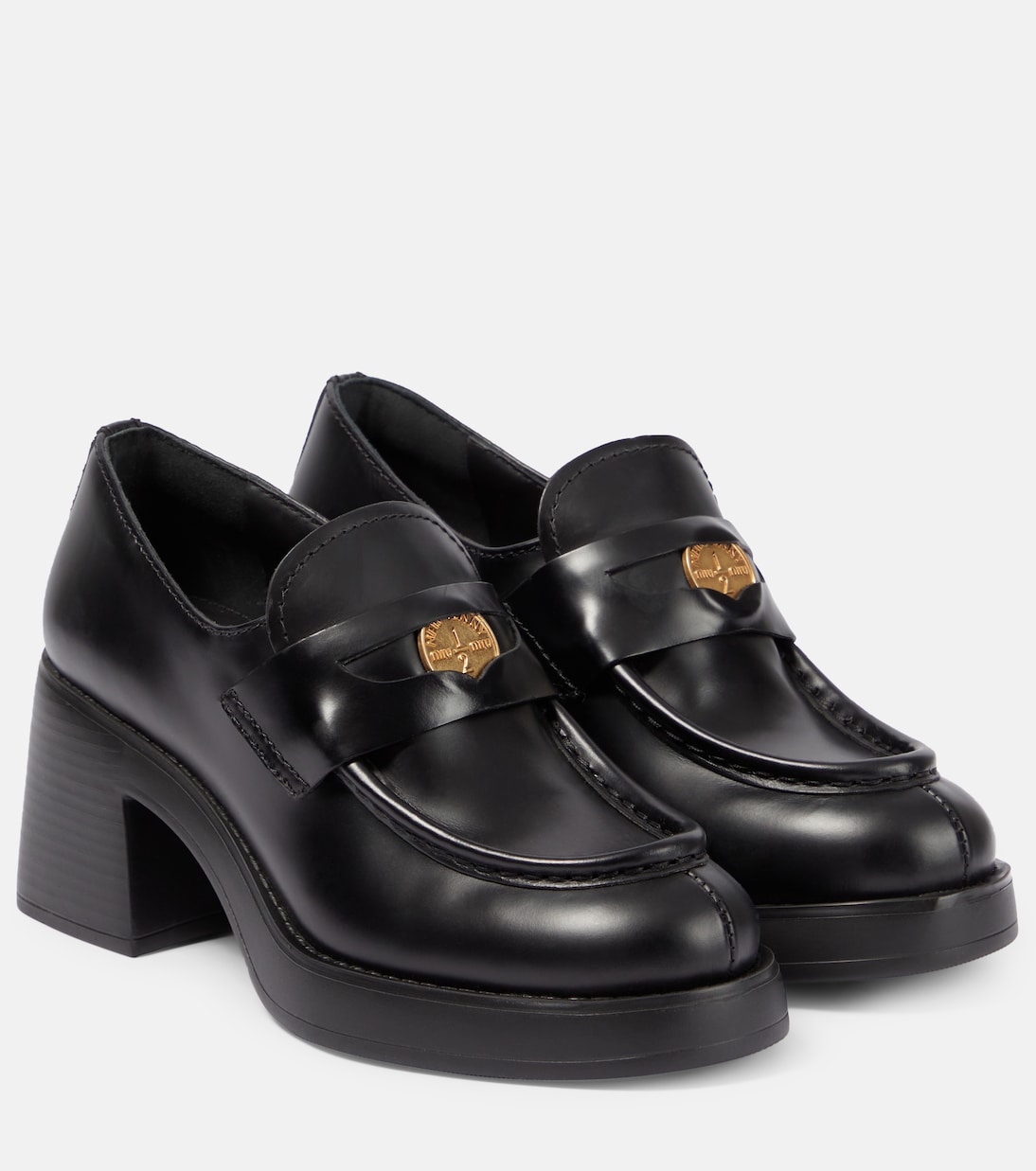 Кожаные пенни-лоферы Miu Miu, черный