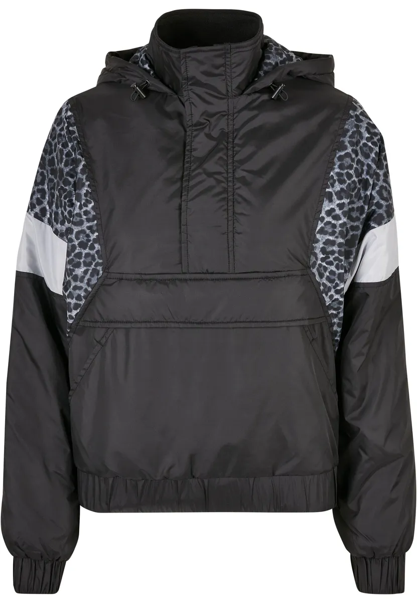 

Куртка всепогодная URBAN CLASSICS " Urban Classics Women's Ladies AOP Mixed Pullover Jacket" (1 шт.), с капюшоном, цвет Black/Snowleo/Lightasphalt