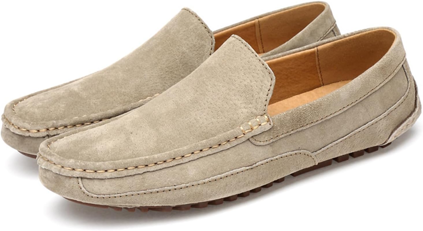 

Мужские ручные замшевые лоферы с отделкой под монету, модные мокасины с широкой закругленной ноской и нескользящей подошвой, повседневные и формальные туфли-лодочки, и, повседневные слипоны Nvbuke, серый