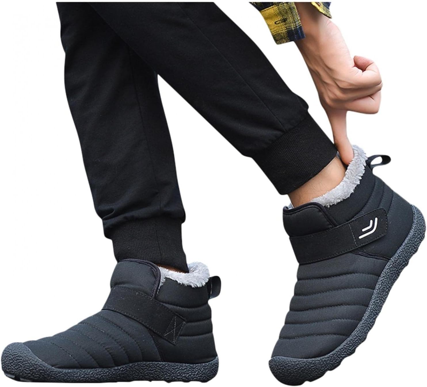 

Зимние снежные ботинки Hbeylia для женщин и мужчин, унисекс, водонепроницаемые, черный