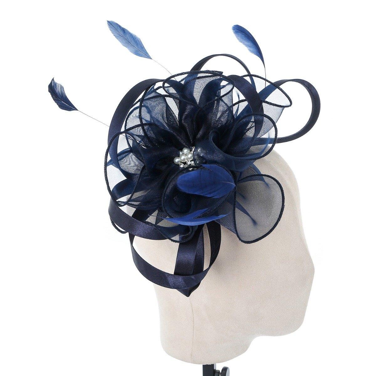 

Glamour Fascinator с перламутровым цветением PEACH ACCESSORIES, темно-синий