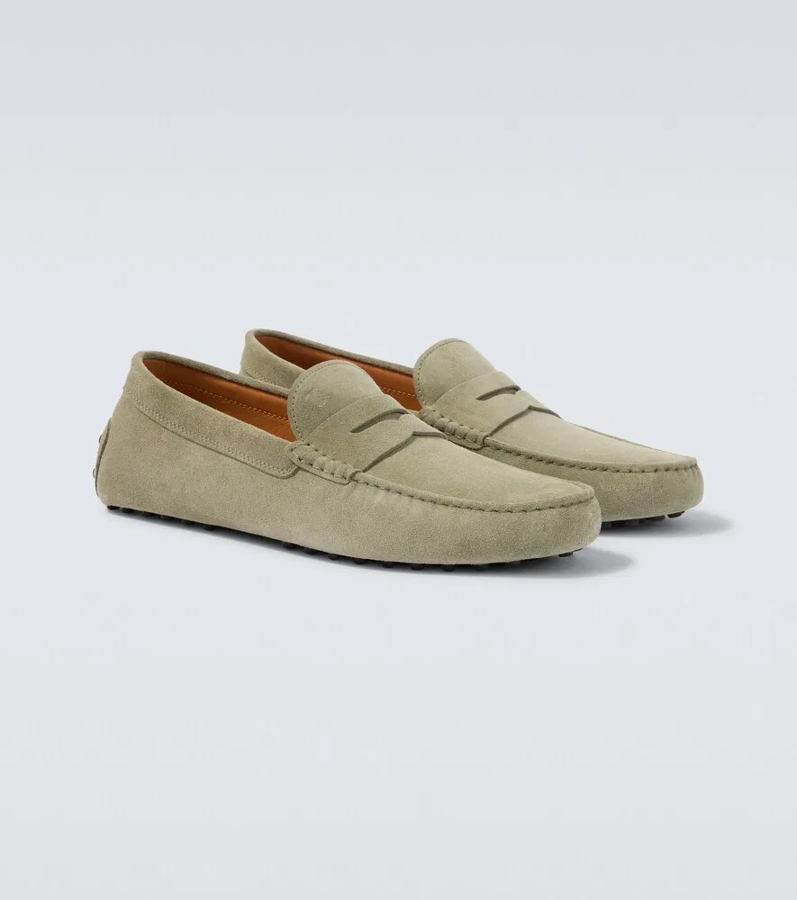 Замшевые лоферы Gommino Tod's, зеленый