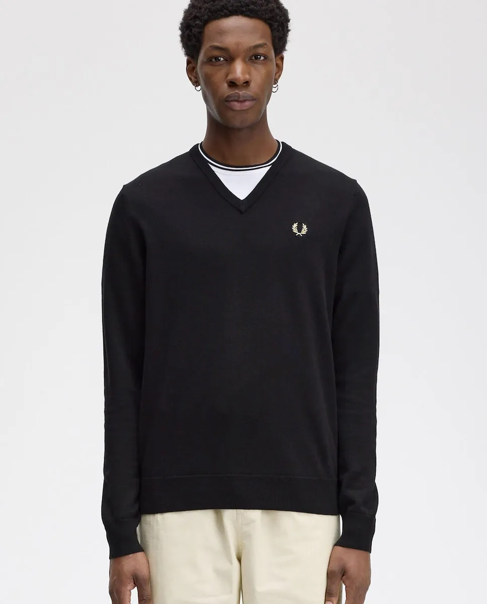 

Мужской свитер с длинным рукавом и воротником-стойкой Fred Perry, черный