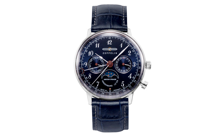 

ZEPPELIN Часы Hindenburg Collection Quartz Movement Women's Watch Watch Blue Dial Stainless Steel Case Genuine Leather Strap, Blue Dial