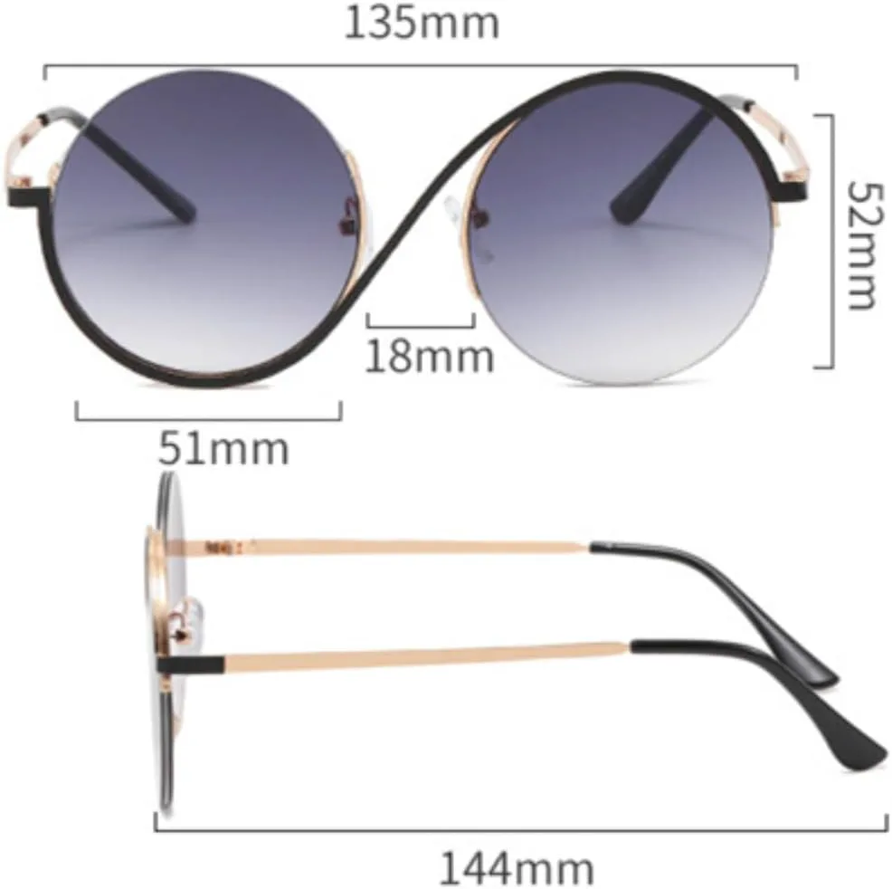 

Модные металлические круглые солнцезащитные очки в полуободковой оправе для женщин, винтажный стиль, трендовые очки для мужчин, панк, роскошь TKKTLLT, Goldpink